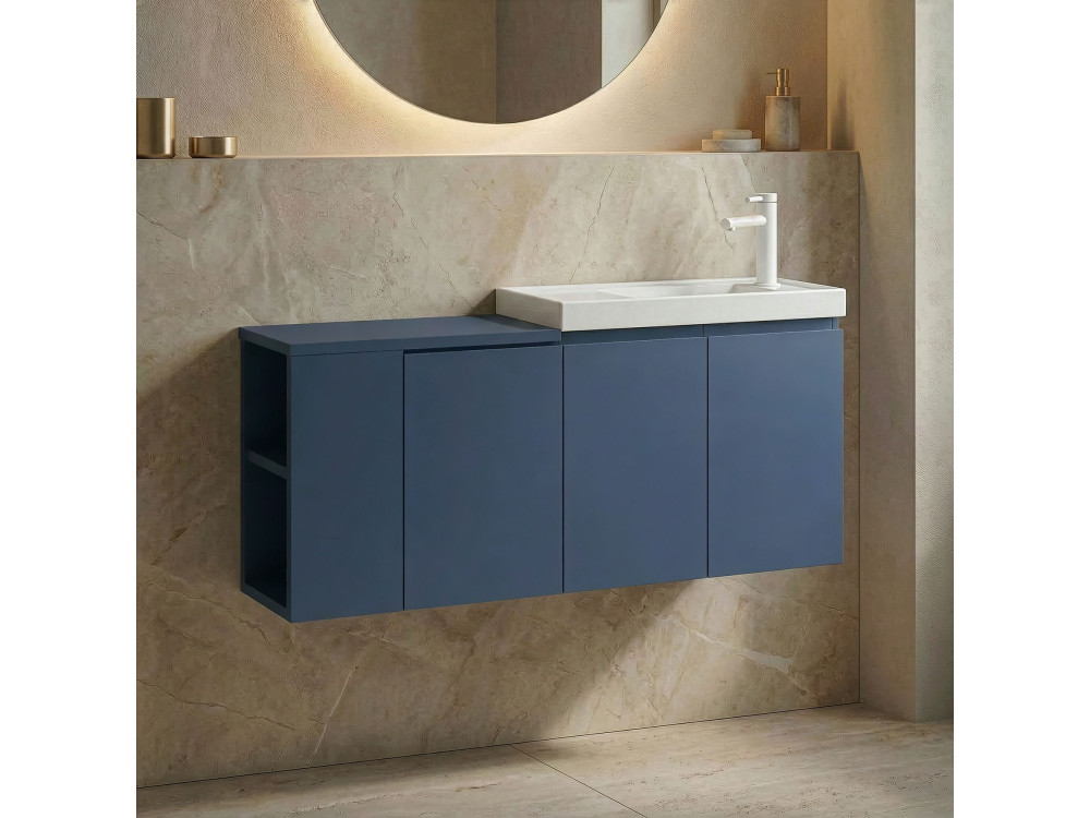 Wastafelmeubel "Ferla 110" - 110 x 22 x 45 cm - Petrolblauw