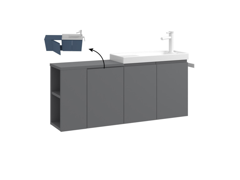 Wastafelmeubel "Ferla 110" - 110 x 22 x 45 cm - Matgrijs
