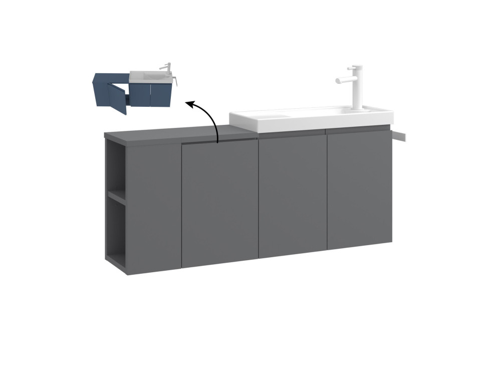 Wastafelmeubel "Ferla 110" - 110 x 22 x 45 cm - Matgrijs