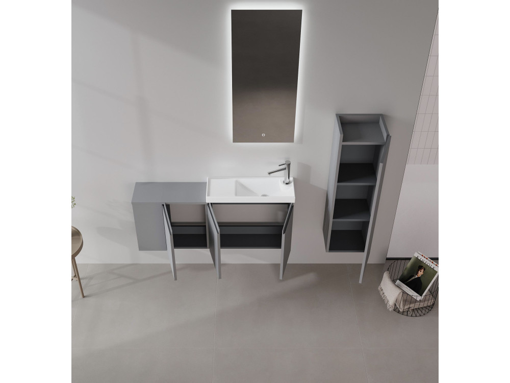 Wastafelmeubel "Ferla 110" - 110 x 22 x 45 cm - Matgrijs