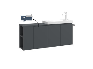 Wastafelmeubel "Ferla 110" - 110 x 22 x 45 cm - Mat antraciet