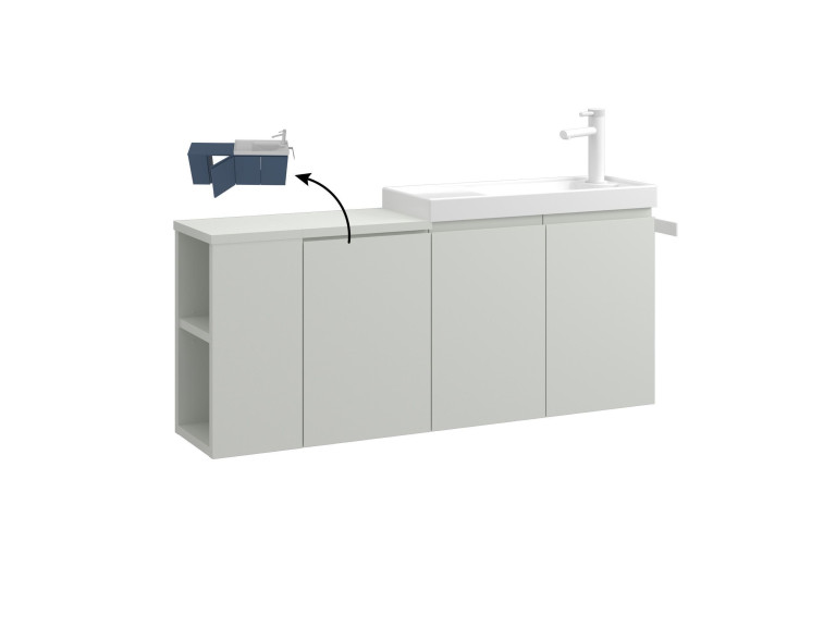 Wastafelmeubel "Ferla 110" - 110 x 22 x 45 cm - Matte Cashmere