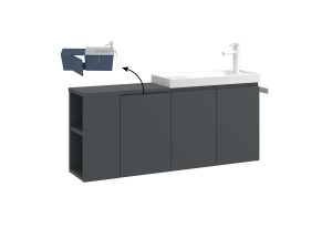 Wastafelmeubel "Ferla 110" - 110 x 22 x 45 cm - Mat antraciet