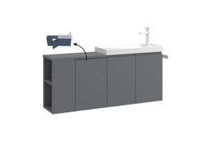 Wastafelmeubel "Ferla 110" - 110 x 22 x 45 cm - Matgrijs