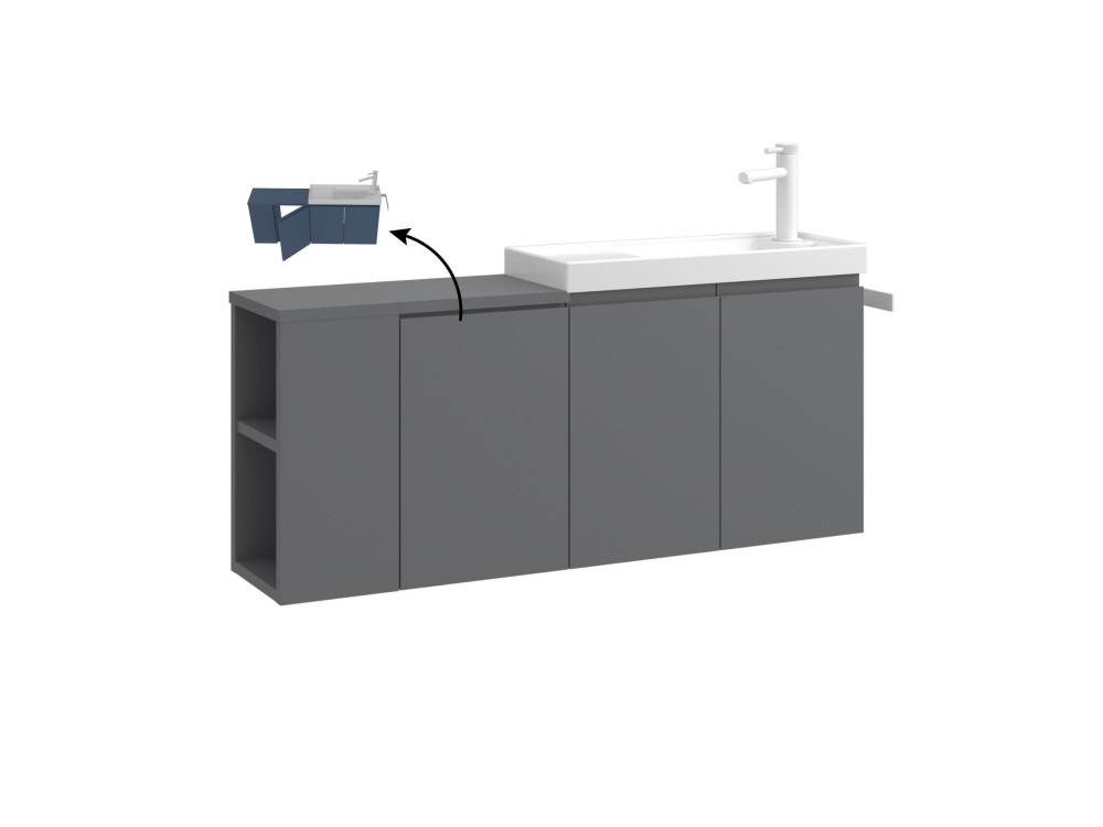 Wastafelmeubel "Ferla 110" - 110 x 22 x 45 cm - Matgrijs