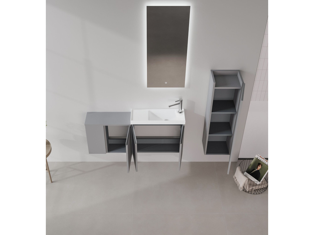 Wastafelmeubel "Ferla 110" - 110 x 22 x 45 cm - Matgrijs
