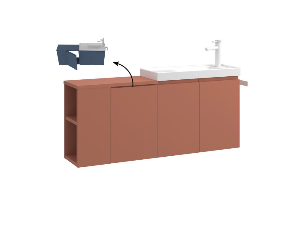 Wastafelmeubel "Ferla 110" - 110 x 22 x 45 cm - Matte Cinnamon