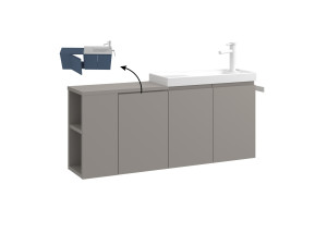 Wastafelmeubel "Ferla 110" - 110 x 22 x 45 cm - Matte Mink