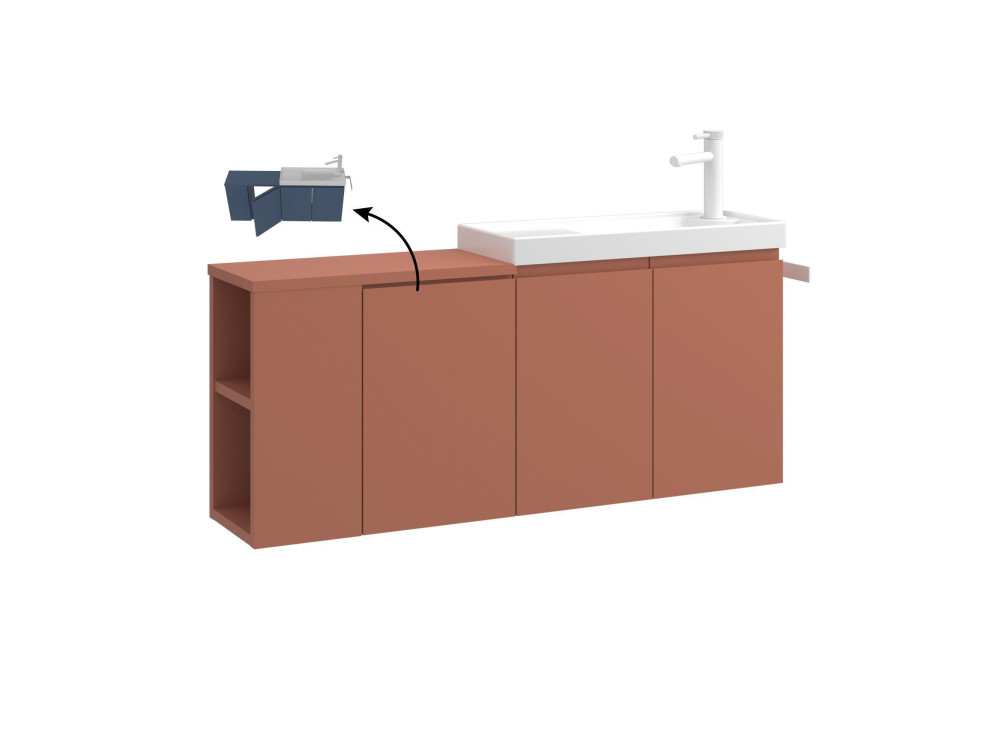 Wastafelmeubel "Ferla 110" - 110 x 22 x 45 cm - Matte Cinnamon
