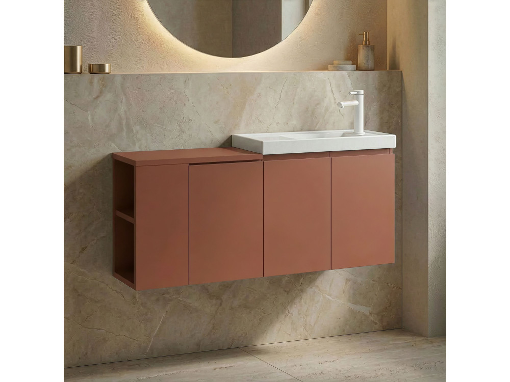Wastafelmeubel "Ferla 110" - 110 x 22 x 45 cm - Matte Cinnamon