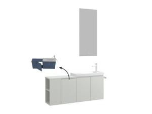 Wastafelmeubel met spiegel (2-delig) "Ferla 110" - 110 x 22 x 45 cm - Mat Cashmere