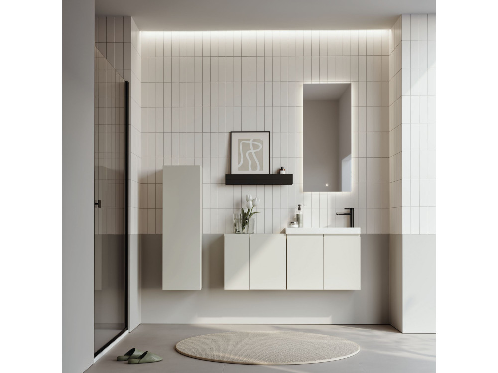 Wastafelmeubel met spiegel (2-delig) "Ferla 110" - 110 x 22 x 45 cm - Mat Cashmere