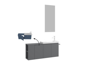 Wastafelmeubel met spiegel (2-delig) "Ferla 110" - 110 x 22 x 45 cm - Matgrijs
