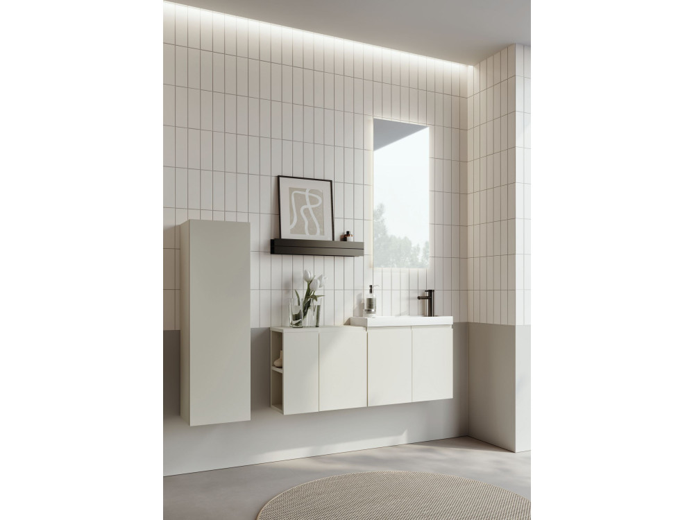 Wastafelmeubel met spiegel (2-delig) "Ferla 110" - 40 x 22 x 45 cm - Mat Cashmere