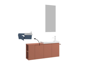 Wastafelmeubel met spiegel (2-delig) "Ferla 110" - 110 x 22 x 45 cm - Matte Cinnamon