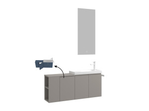 Wastafelmeubel met spiegel (2-delig) "Ferla 110" - 110 x 22 x 45 cm - Matte Mink