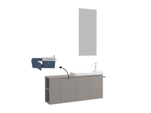Wastafelmeubel met spiegel (2-delig) "Ferla 110" - 110 x 22 x 45 cm - Matte Mink