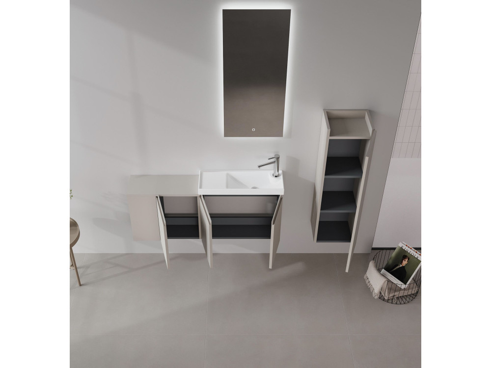 Wastafelmeubel met spiegel (2-delig) "Ferla 110" - 110 x 22 x 45 cm - Matte Mink