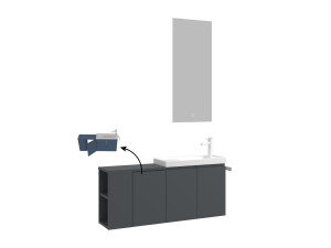 Wastafelmeubel met spiegel (2-delig) "Ferla 110" - 40 x 22 x 45 cm - Mat antraciet