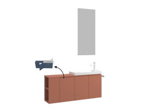 Wastafelmeubel met spiegel (2-delig) "Ferla 110" - 110 x 22 x 45 cm - Matte Cinnamon
