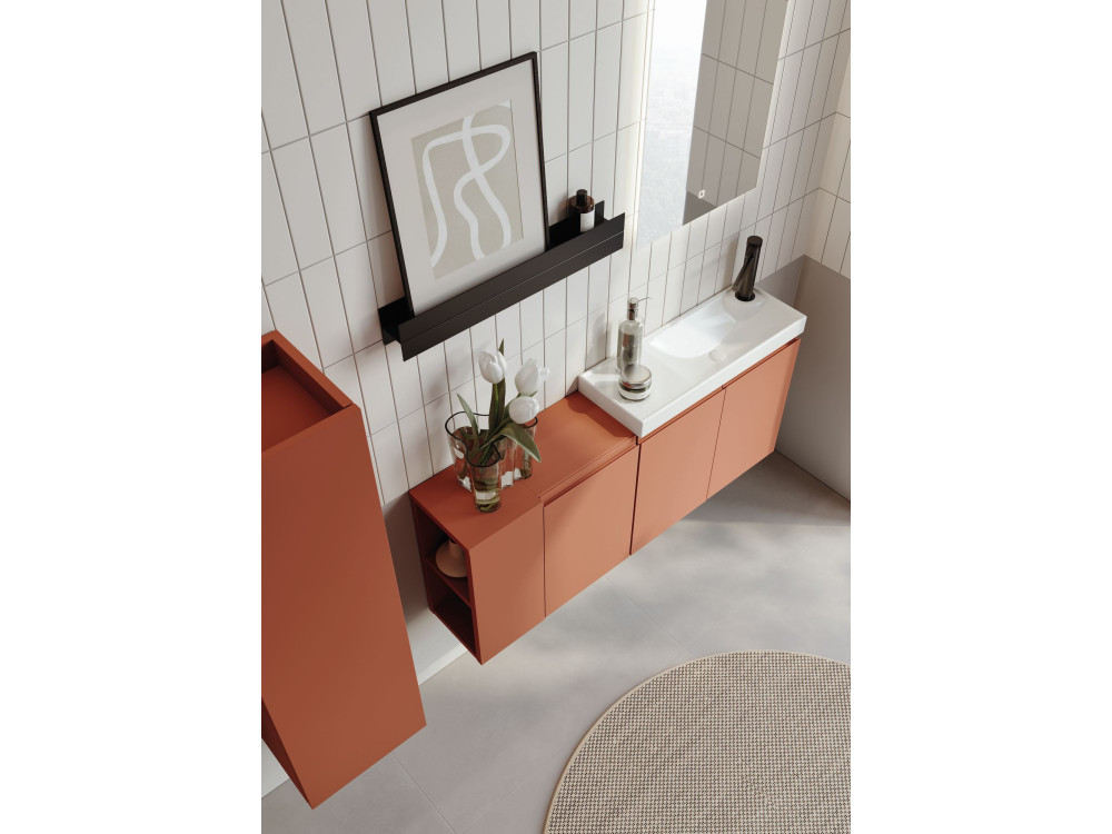 Wastafelmeubel met spiegel (2-delig) "Ferla 110" - 110 x 22 x 45 cm - Matte Cinnamon