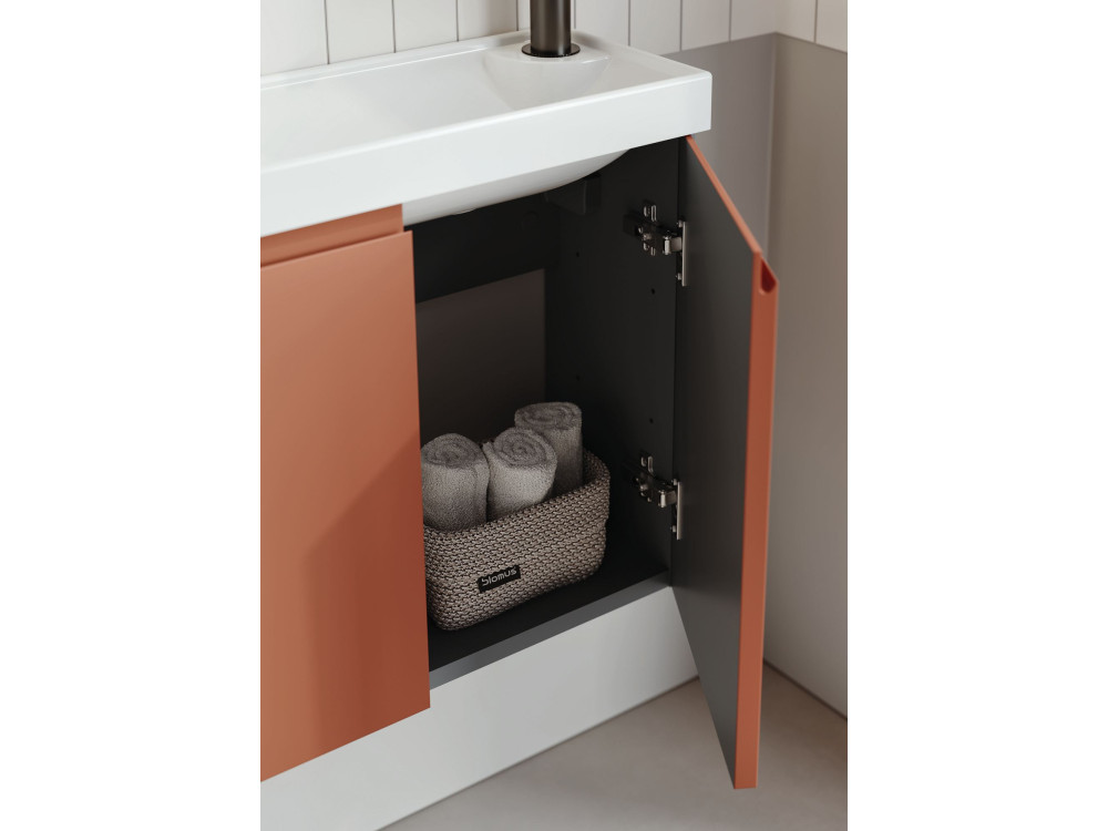 Wastafelmeubel met spiegel (2-delig) "Ferla 110" - 110 x 22 x 45 cm - Matte Cinnamon