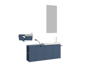 Wastafelmeubel met spiegel (2-delig) "Ferla 110" - 110 x 22 x 45 cm - Matte Blue