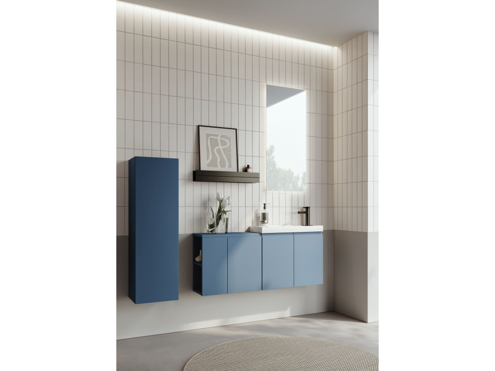 Wastafelmeubel met spiegel (2-delig) "Ferla 110" - 110 x 22 x 45 cm - Matte Blue