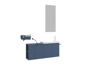 Wastafelmeubel met spiegel (2-delig) "Ferla 110" - 40 x 22 x 45 cm - Matblauw