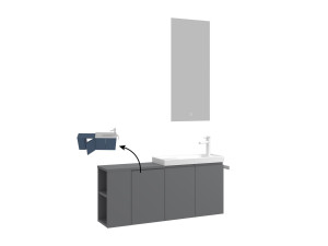 Wastafelmeubel met spiegel (2-delig) "Ferla 110" - 40 x 22 x 45 cm - Matgrijs