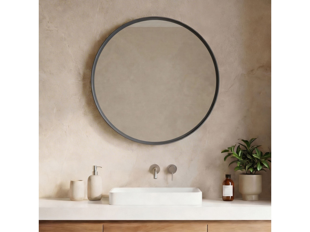 Decoratieve houten spiegel "Moonlight 90 v2" - 90 x 7 x 90 cm - mat antraciet