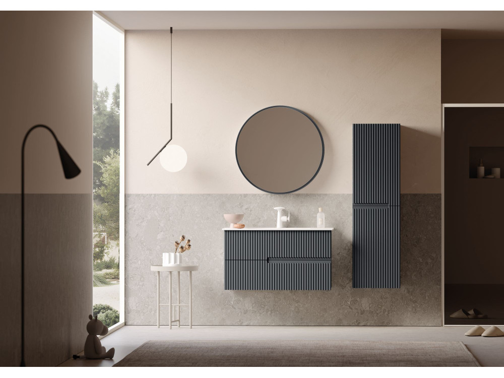 Decoratieve houten spiegel "Moonlight 90 v2" - 90 x 7 x 90 cm - mat antraciet