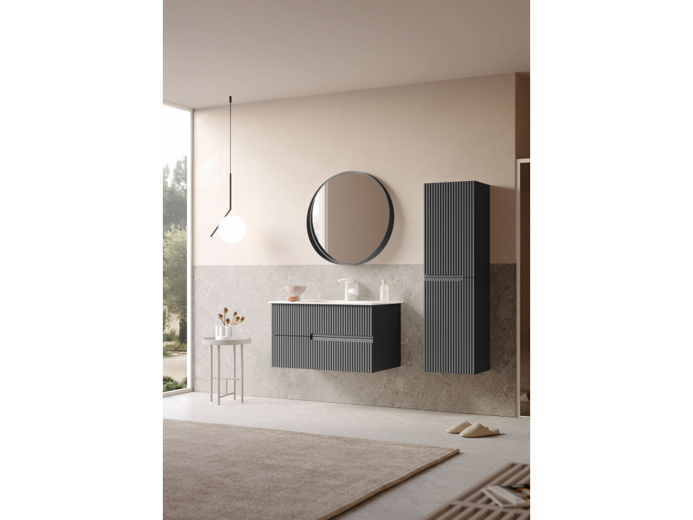 Decoratieve houten spiegel "Moonlight 90 v2" - 90 x 7 x 90 cm - mat antraciet