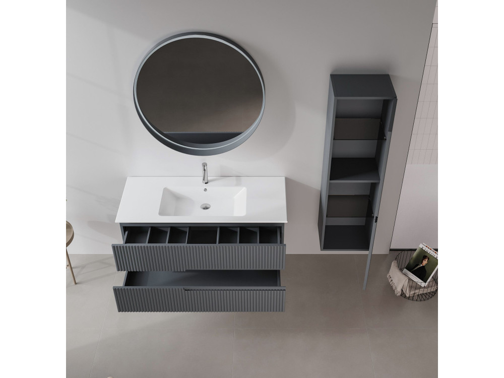 Decoratieve houten spiegel "Moonlight 90 v2" - 90 x 7 x 90 cm - mat antraciet