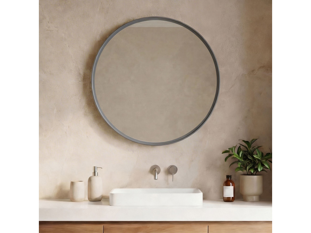 Decoratieve houten spiegel "Moonlight 90 v2" - 90 x 7 x 90 cm - Matgrijs
