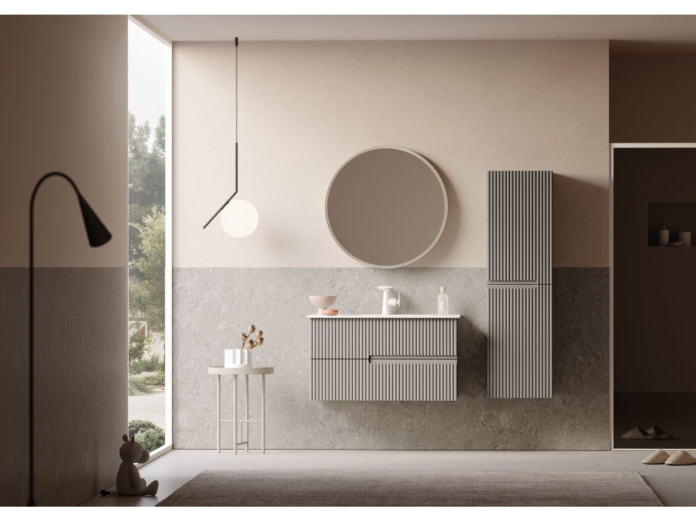 Decoratieve houten spiegel "Moonlight 90 v2" - 90 x 7 x 90 cm - Matte Mink