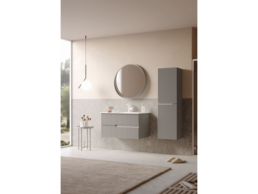 Decoratieve houten spiegel "Moonlight 90 v2" - 90 x 7 x 90 cm - Matte Mink
