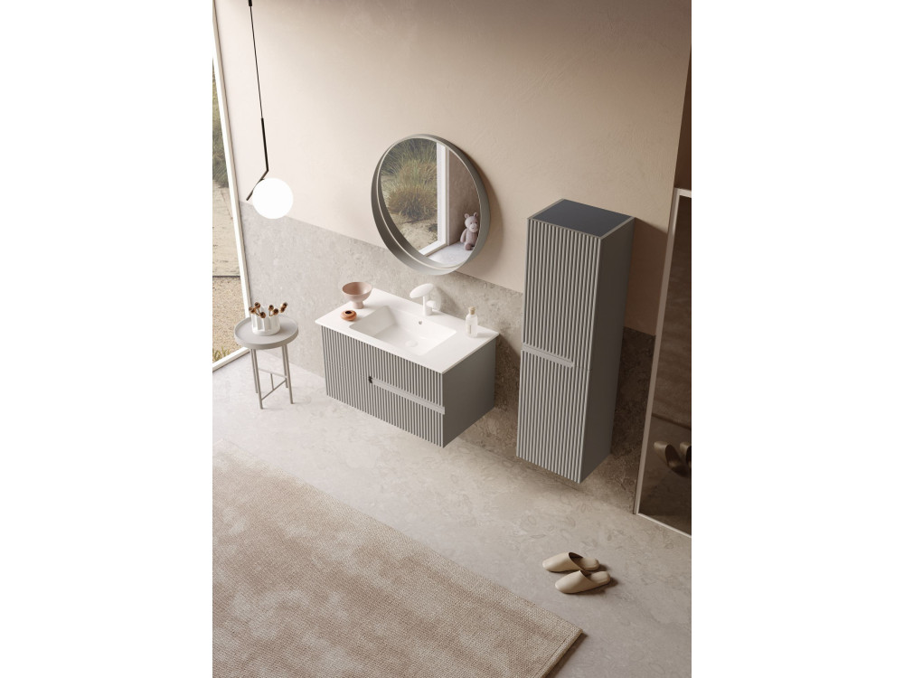 Decoratieve houten spiegel "Moonlight 90 v2" - 90 x 7 x 90 cm - Matte Mink