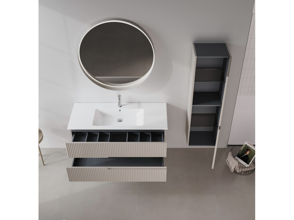 Decoratieve houten spiegel "Moonlight 90 v2" - 90 x 7 x 90 cm - Matte Mink