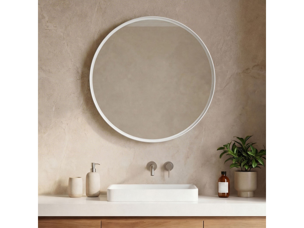 Decoratieve houten spiegel "Moonlight 90 v2" - 90 x 7 x 90 cm - matwit