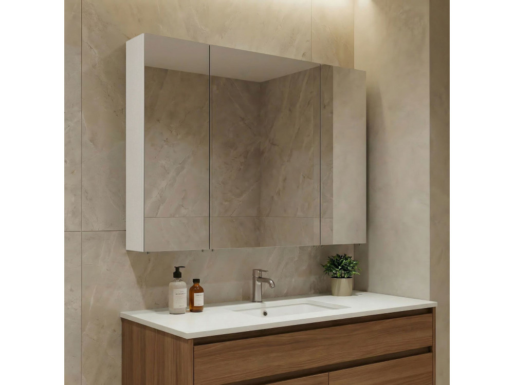 Badkamermeubel met spiegel "Nuvola 100 v2" - 97 x 16 x 66 cm - Wit