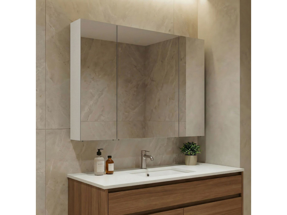 Badkamermeubel met spiegel "Nuvola 100 v2" - 97 x 16 x 66 cm - Cashmere