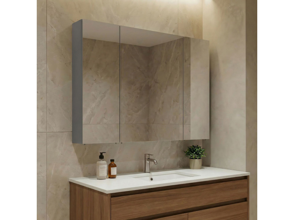 Badkamermeubel met spiegel "Nuvola 100 v2" - 97 x 16 x 66 cm - Grijs