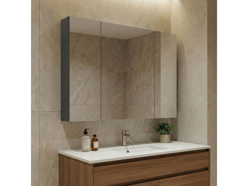 Badkamermeubel met spiegel "Nuvola 100 v2" - 97 x 16 x 66 cm - Antraciet