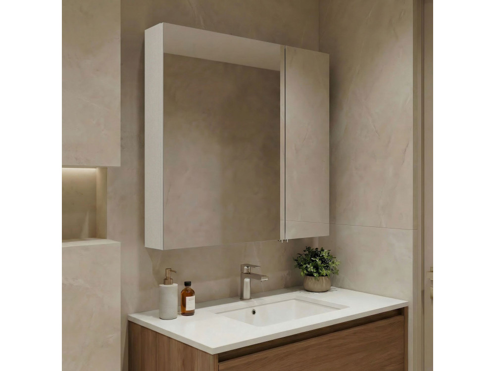 Badkamermeubel met spiegel "Nuvola 60 v2" - 66 x 16 x 60 cm - Cashmere