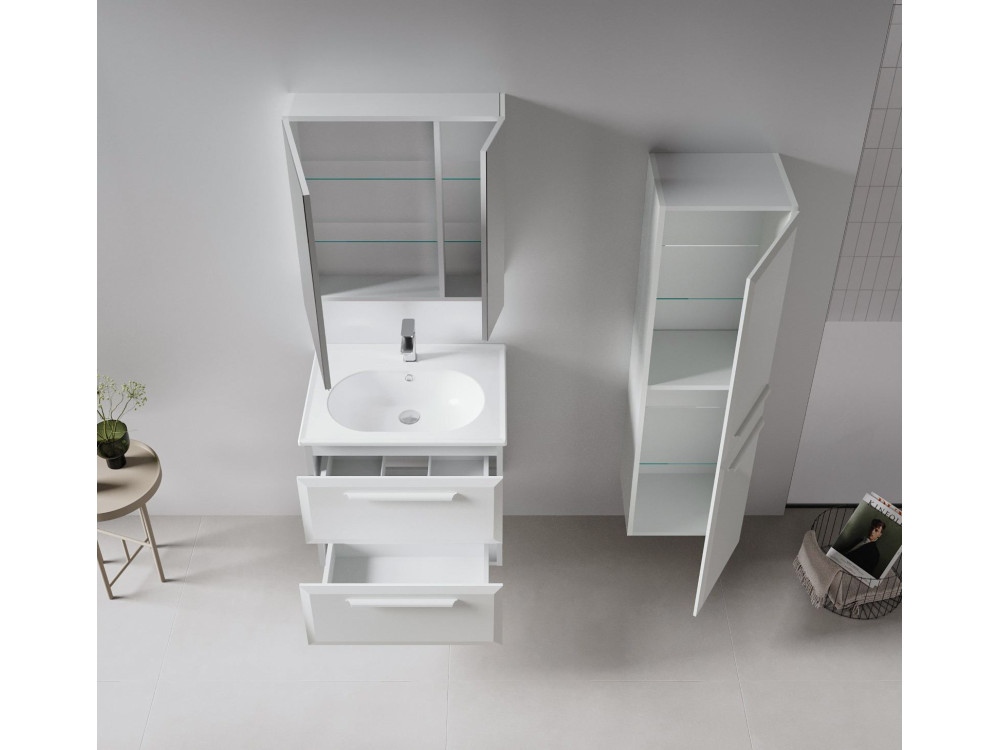 Badkamermeubel met spiegel "Nuvola 60 v2" - 66 x 16 x 60 cm - Cashmere