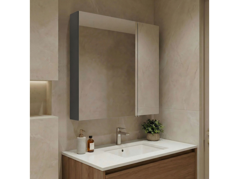 Badkamermeubel met spiegel "Nuvola 60 v2" - 66 x 16 x 60 cm - Antraciet