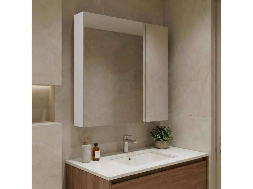 Badkamermeubel met spiegel "Nuvola 60 v2" - 66 x 16 x 60 cm - Wit