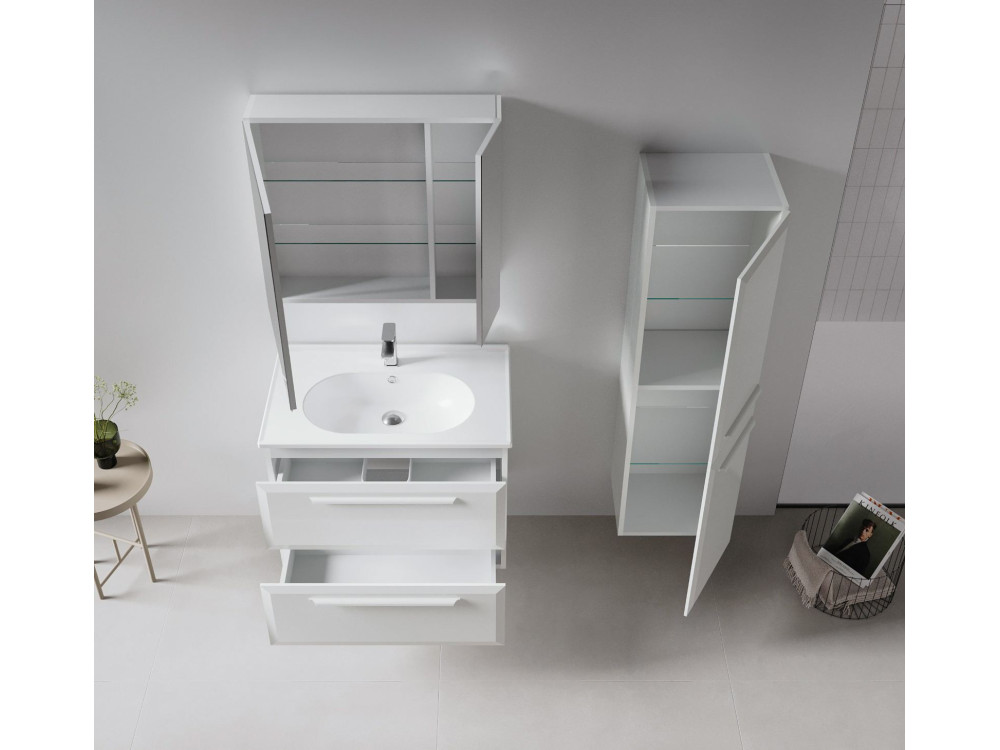 Badkamermeubel met spiegel "Nuvola 80 v2" - 75 x 16 x 66 cm - Cashmere
