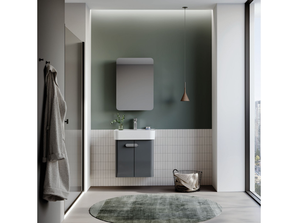 Badkamermeubel met spiegel "Orbit 50" - 50 x 16 x 71 cm - antraciet